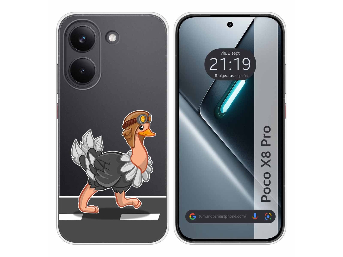 Capa Tumundosmartphone De Silicone Transparente Para Xiaomi Poco X8 Pro 5g Com Estampa De Avestruz Em Desenho Animado