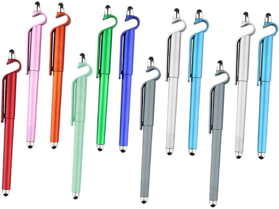 Conjunto De 12 Canetas Em Gel Multiuso Para Telas Sensíveis Ao Toque, Suporte Para Celular Para Estudantes, Plástico Abs E As Gokoco
