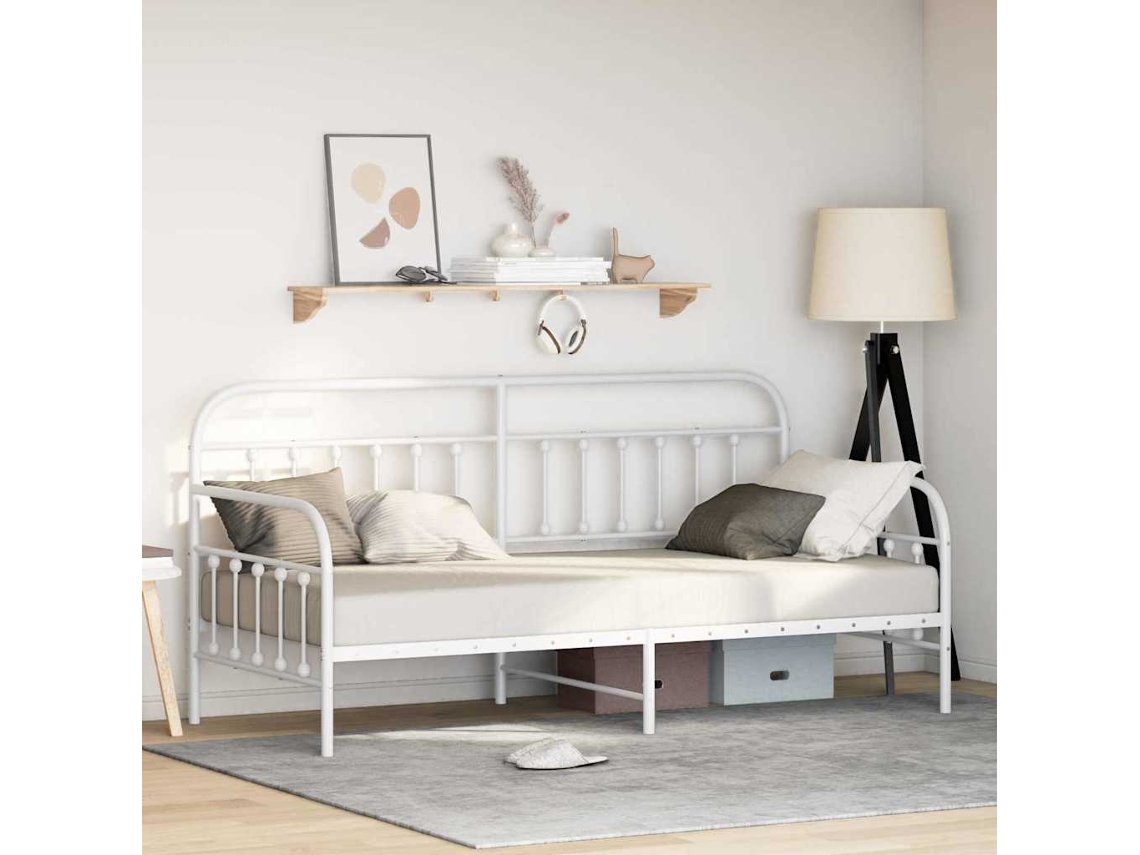 Vidaxl Estrutura De Cama De Dia Branco 107 X 203 Cm Aço Revestido A Pó
