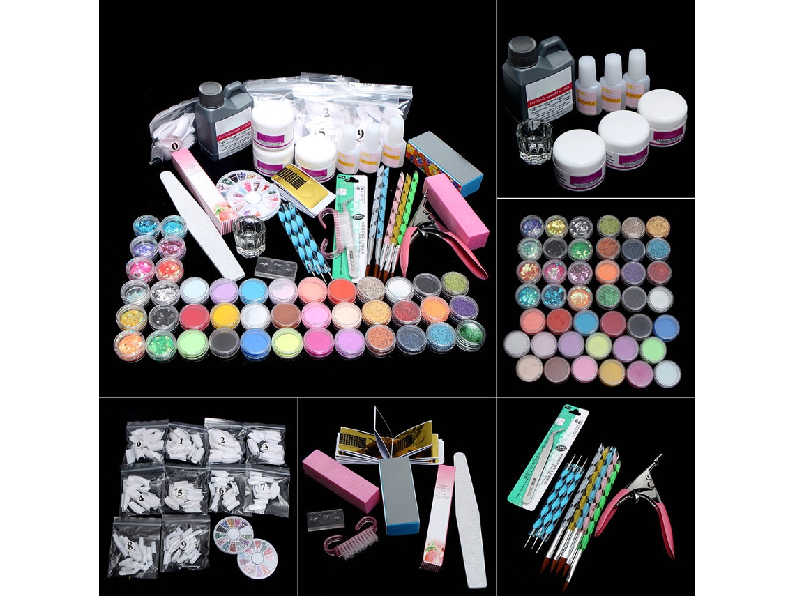 2026altiro-kit De Manicura De Acrílico Com Pó De Acrílico, Glitter, Strass E Ferramentas De Decoração