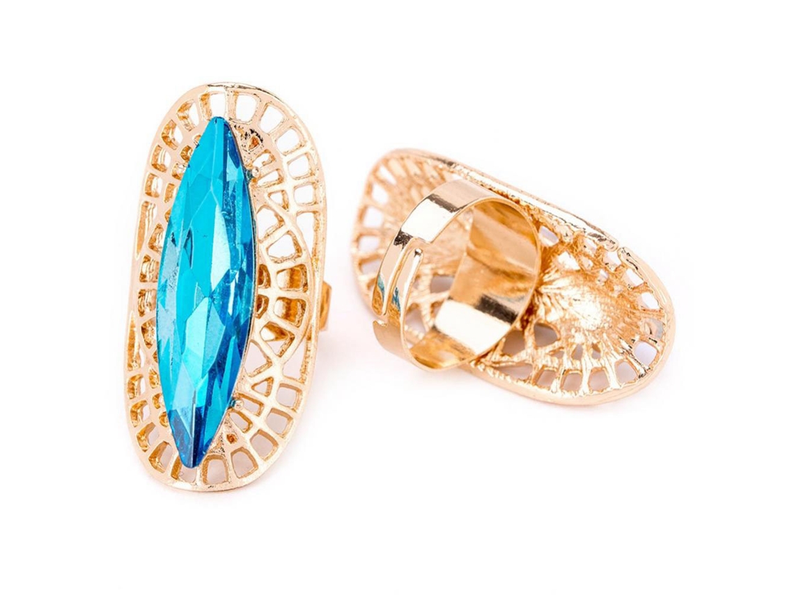 Anel Feminino Moda Com Strass Azul