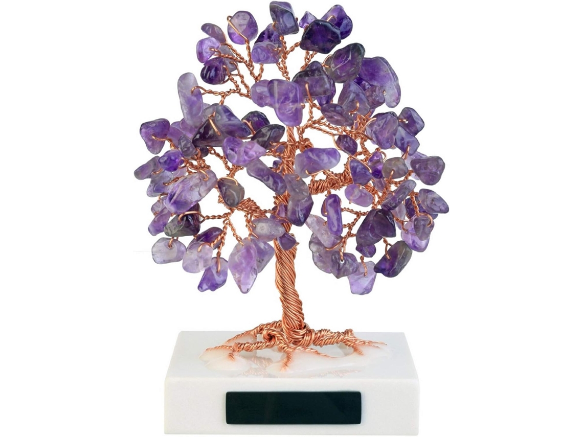 Árvore Da Vida De Cristal, Pedra De Chakra Multicolorida Com Quartzo Rosa Natural Em Base De Mármore Para Riqueza E Sorte, Decoração Feng Shui Para Me