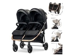 Carrinho De Bebê Duplo Lorelli Duo Preto Até 22 Kg Por Criança
