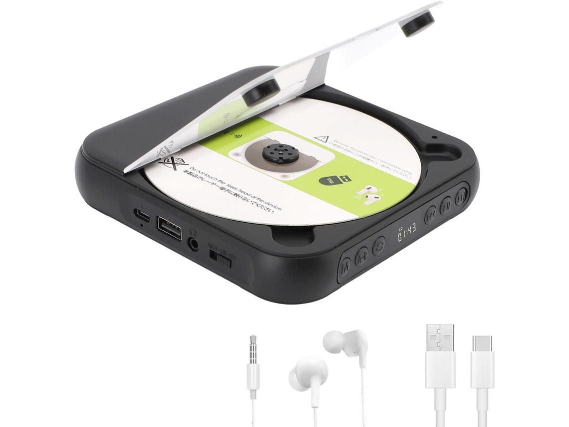 Leitor Cd Portátil Vbestlife Com Bluetooth 5.3, Pequeno E Recarregável Com Fones De Ouvido, Alto-falantes Hifi