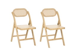 Sillas Plegables De Estilo Boho Beliani Oraison De Bambú Marrón 45x54x84