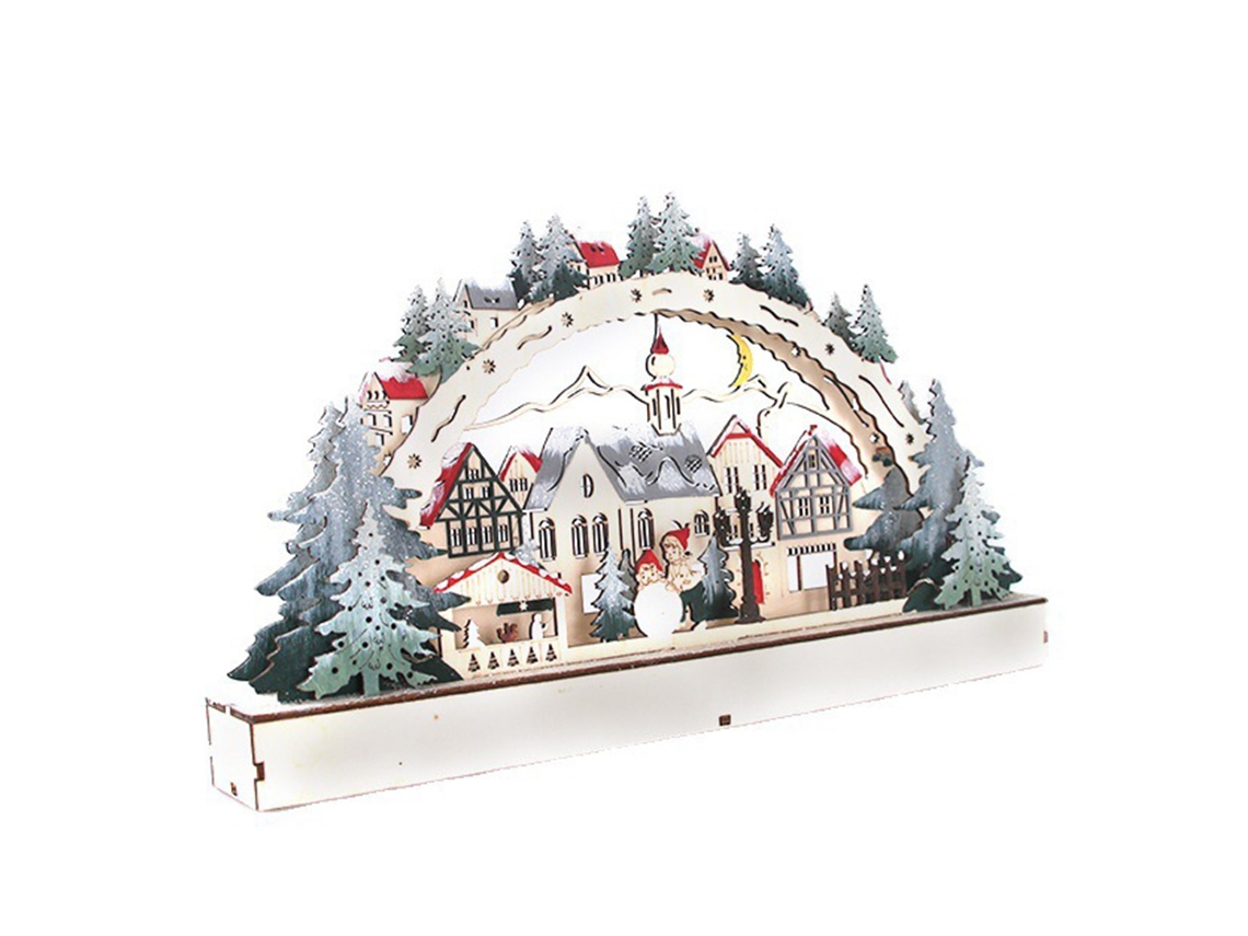 Laxiscreed Casa De Natal Com Led E Floresta Em Madeira Para Decoração De Montras E Espaços Comerciais
