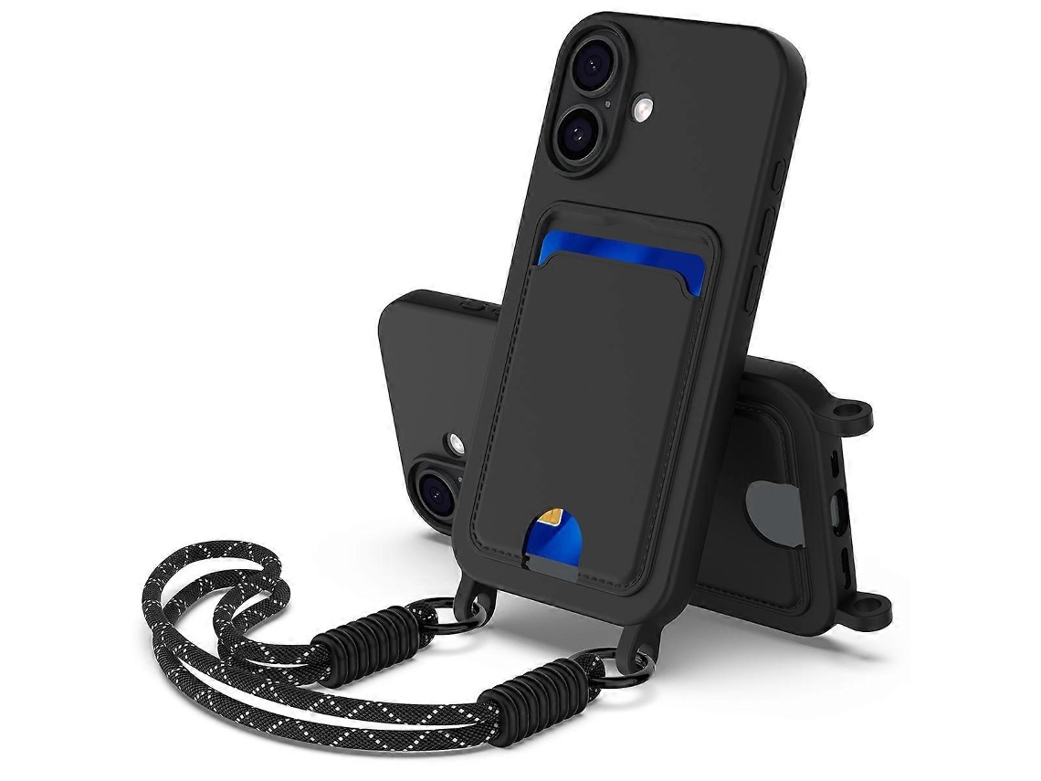 Capa De Silicone Líquido Compatível Com Iphone 17 Com Suporte Para Cartão E Alça Para Cartão.