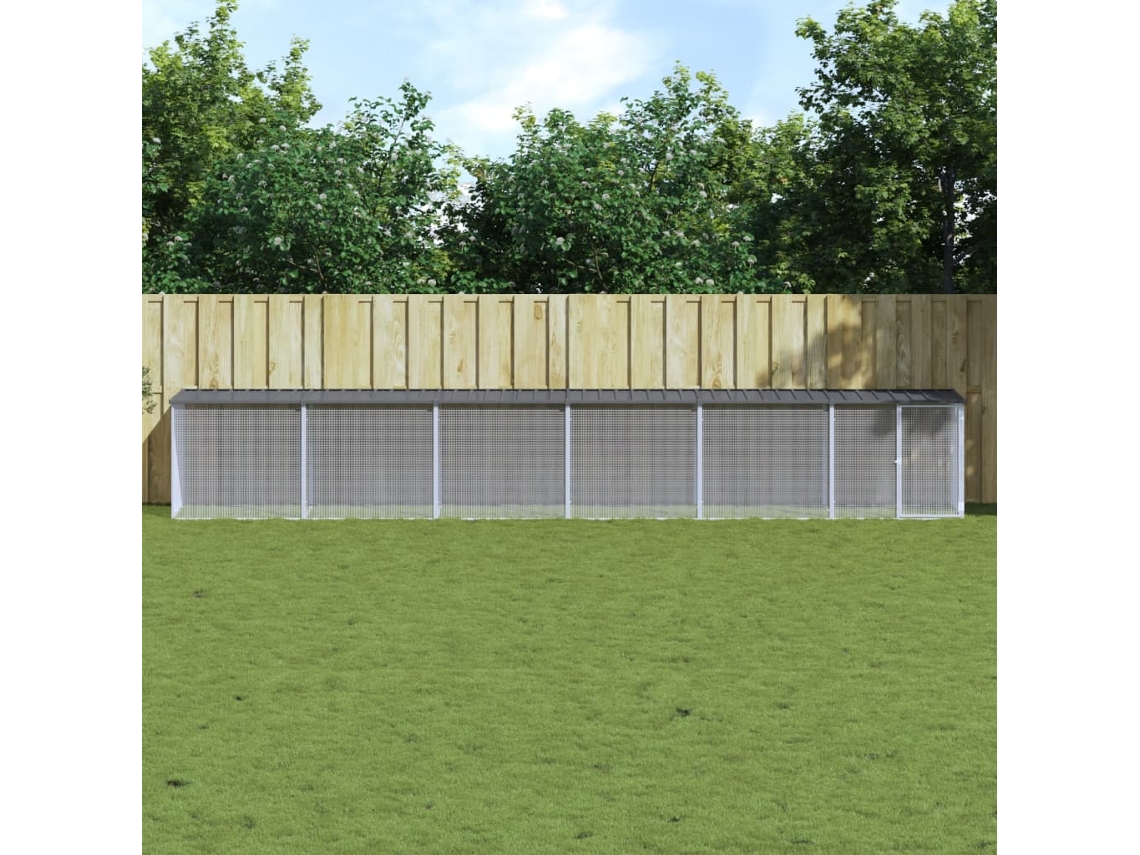 Vidaxl Galinheiro Com Teto 603x98x90 Cm Aço Galvanizado Antracite