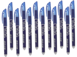 Conjunto De 12 Canetas Apagáveis Azuis Com Ponta Fina 0,5 Mm,