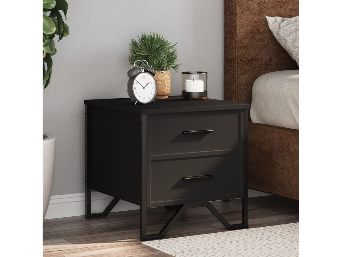 Vidaxl Mesa De Cabeceira 2 Pcs 40x41x40 Cm Derivados De Madeira Preto