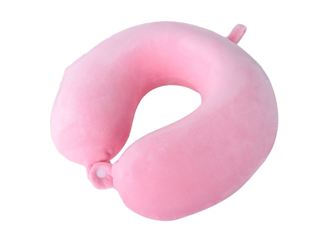 Almofada de Viagem Rosa, Portátil em Formato U, para Voos, Removível AQUAFORGE