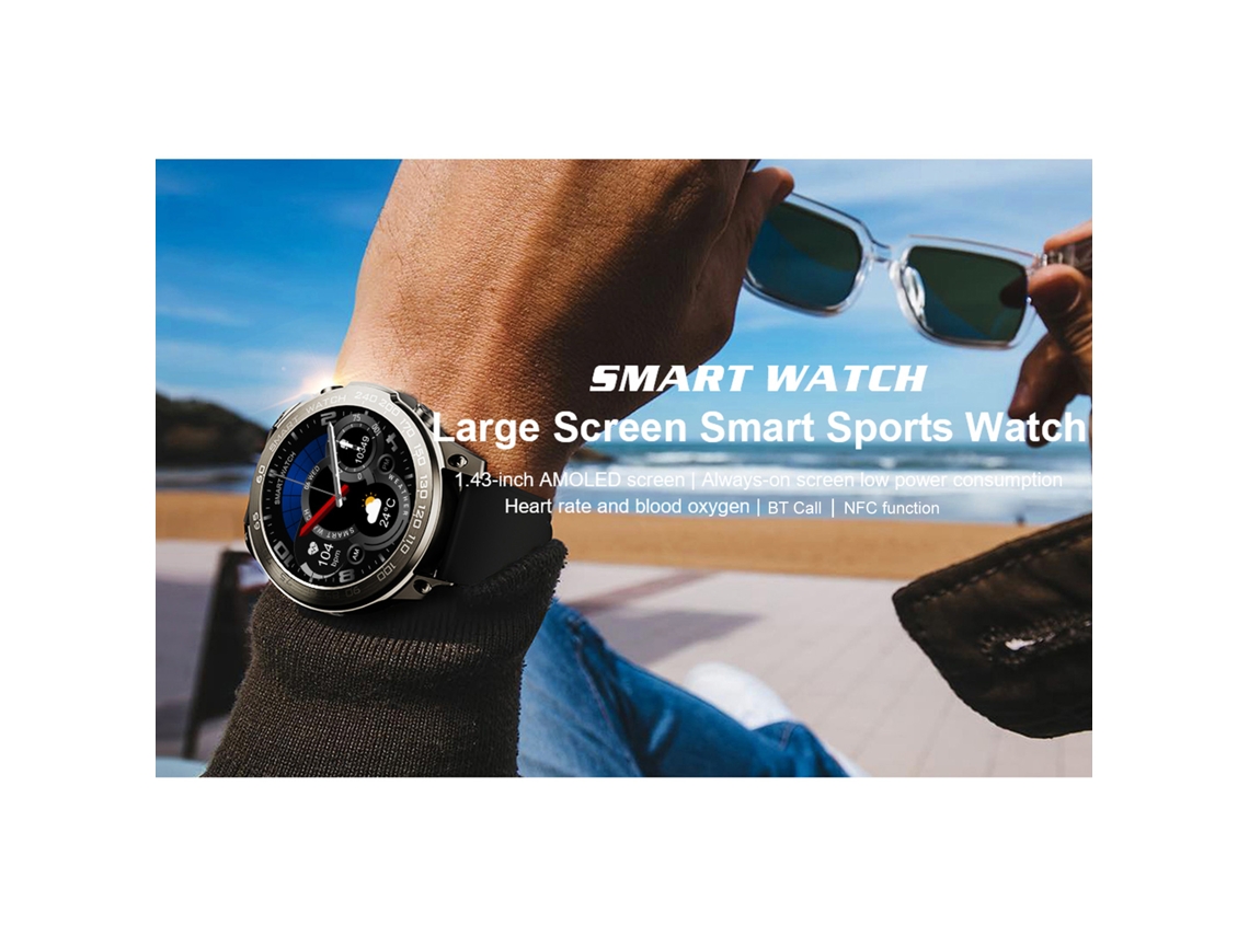 Mali relógio Inteligente Dm50 com Tela Amoled 1.43 Polegadas, Monitor de Saúde, Ip68, Chamadas Bt, Compatível com Android Ios