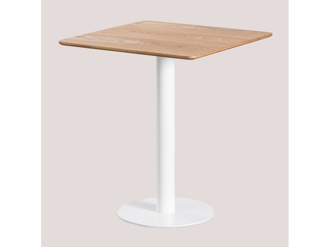 Sklum Mesa De Bar Quadrada Em Chapa De Freixo Frappe Mdf - Folheado A Freixo           60 Cm         Branco
