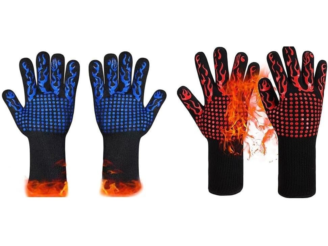Conjunto De 2 Luvas Resistentes Ao Calor, Em Fibra Oxidada Retardante De Chamas, Até 800 °c.