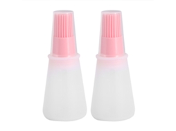 2 peças Garrafa Pincel de Silicone para Óleo Cozinha Bbq Baking Ferramenta Anti vazamento Rosa | S/MARCA