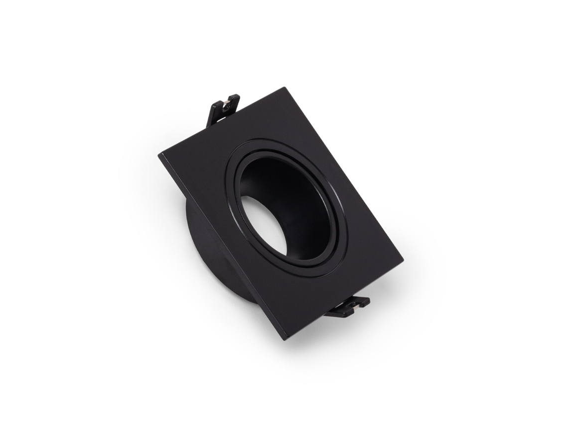 Aro Downlight Quadrado Cónico Basculante Para Lâmpada Led Gu10/gu5.3 Corte Ø 75 Mm Preto Ledkia
