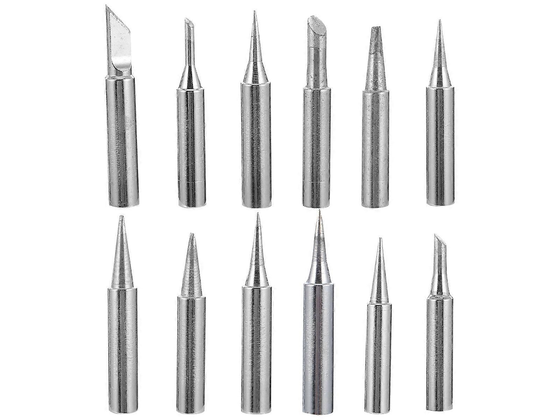 Conjunto de 12 peças de pontas de solda de precisão Fina 900m compatíveis com a estação Hakko 936, 4x0,6cm, prata.
