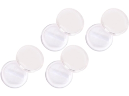 Conjunto de 4 caixas brancas de papelão com borlas integradas, em aspergillum e PP, para armazenamento.