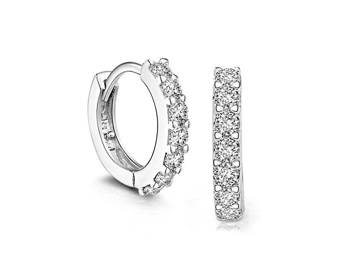 Orelhas de Argola de Prata Esterlina 925 com Cristais para Mulheres e Meninas