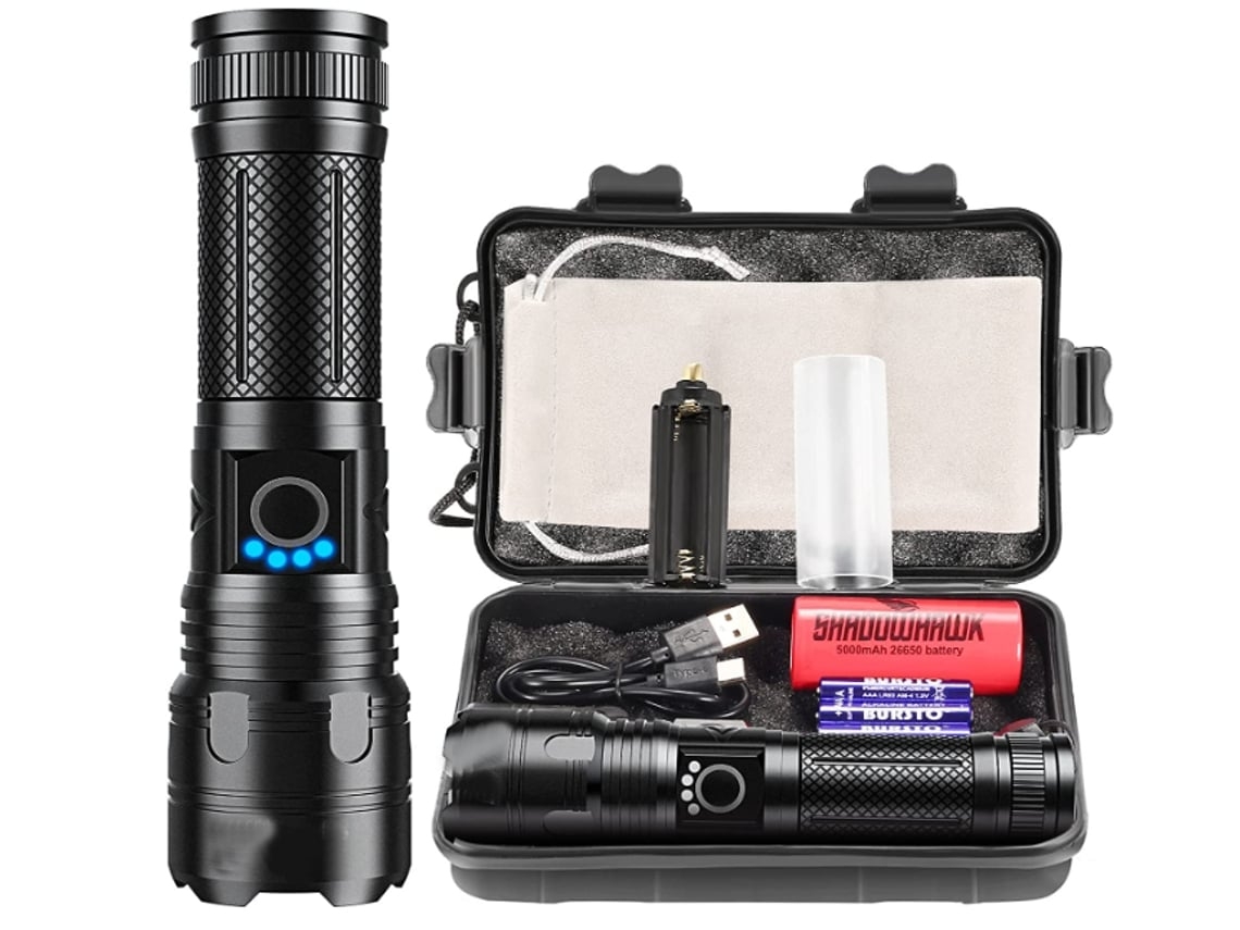 Lanternas Led Super Brilhante Recarregável Lanterna Led P70 10000 Lumens Potente Preto Yunzii