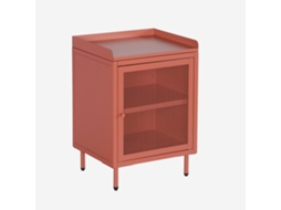 Mesa De Cabeceira Industrial Em Metal Com 1 Porta, Terracota