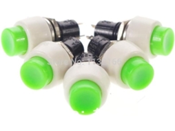 Interruptor De Botão Pressão Spst 2 Pinos, 10mm, Com Furo Verde, Desligado, 2a, 125vca, Na Normalmente Aberto