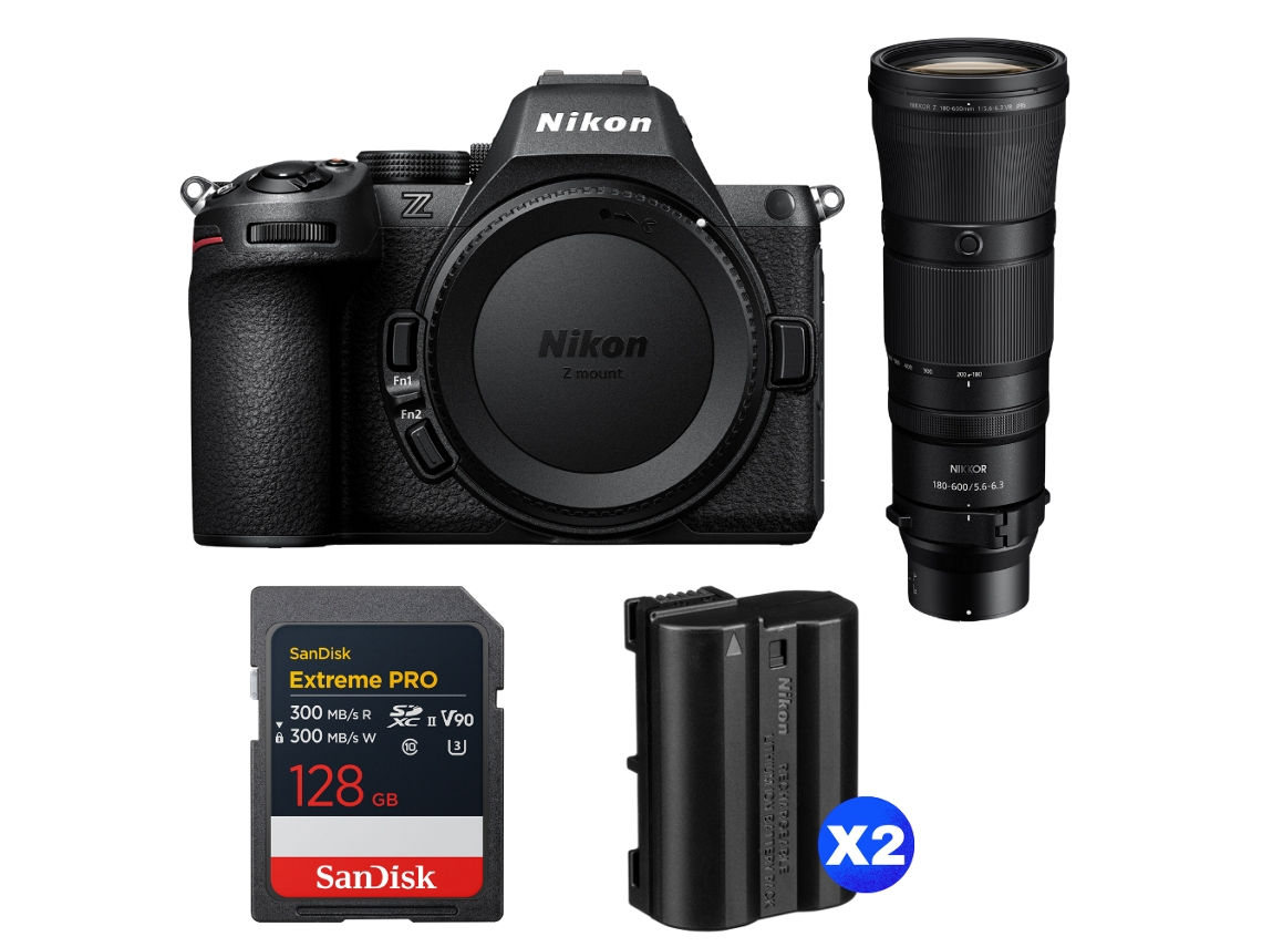 Z5 Ii + 180 600mm F/5.6 6.3 Vr + 1 Sandisk 128gb Extreme Pro Uhs ii Sdxc + 2 Nikon En el15c + Ebook “20 Dicas para Fotos Que Impressionam” NIKON