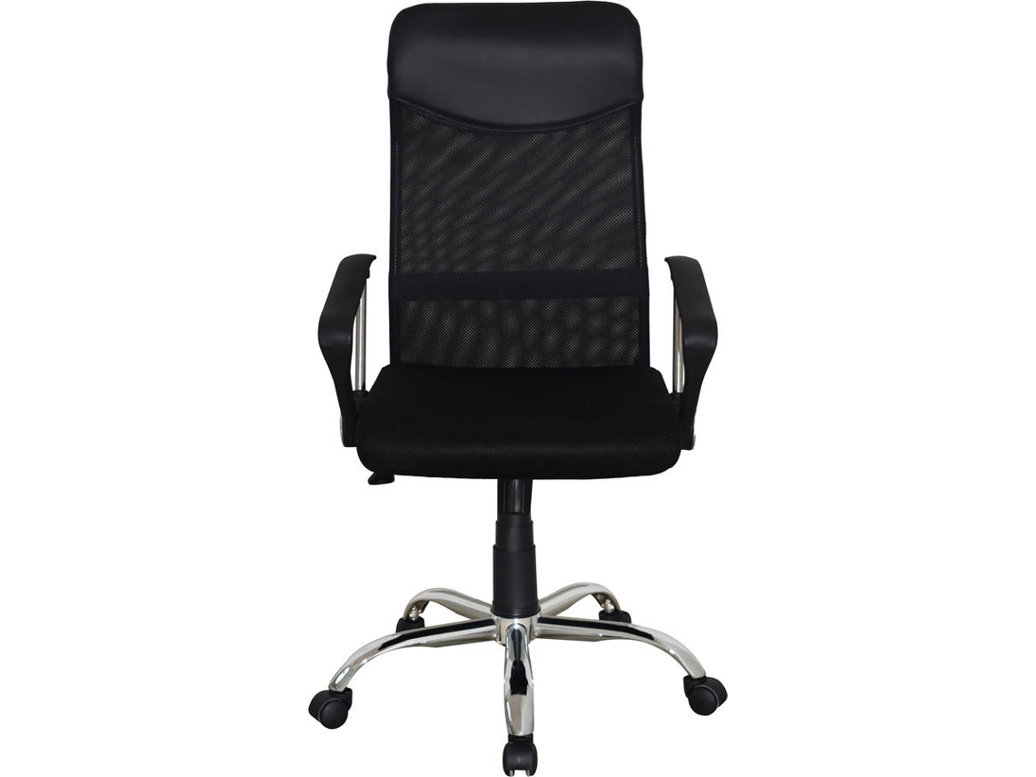 Cadeira de Escritório Executiva MITSAI Roma Preto (Braços Fixos - Malha)