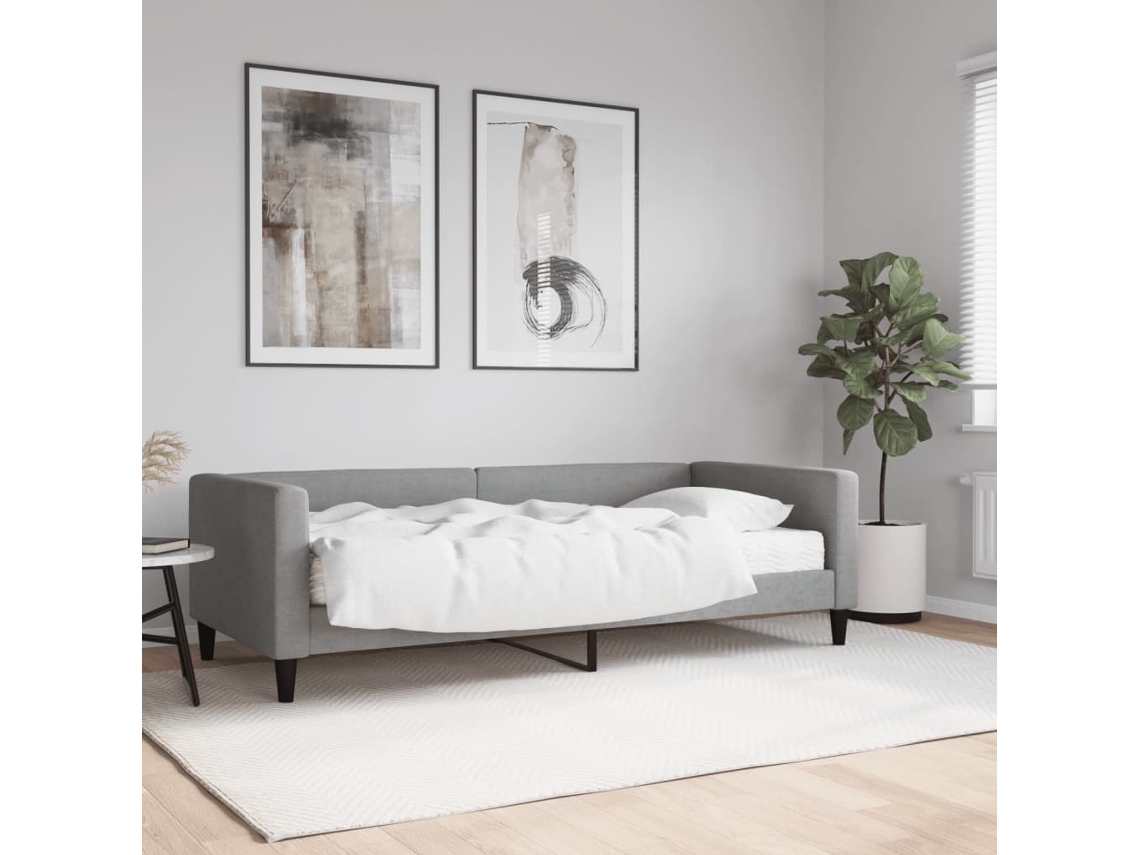 Vidaxl Sofá cama com Colchão 90x190 Cm Tecido Cinzento claro