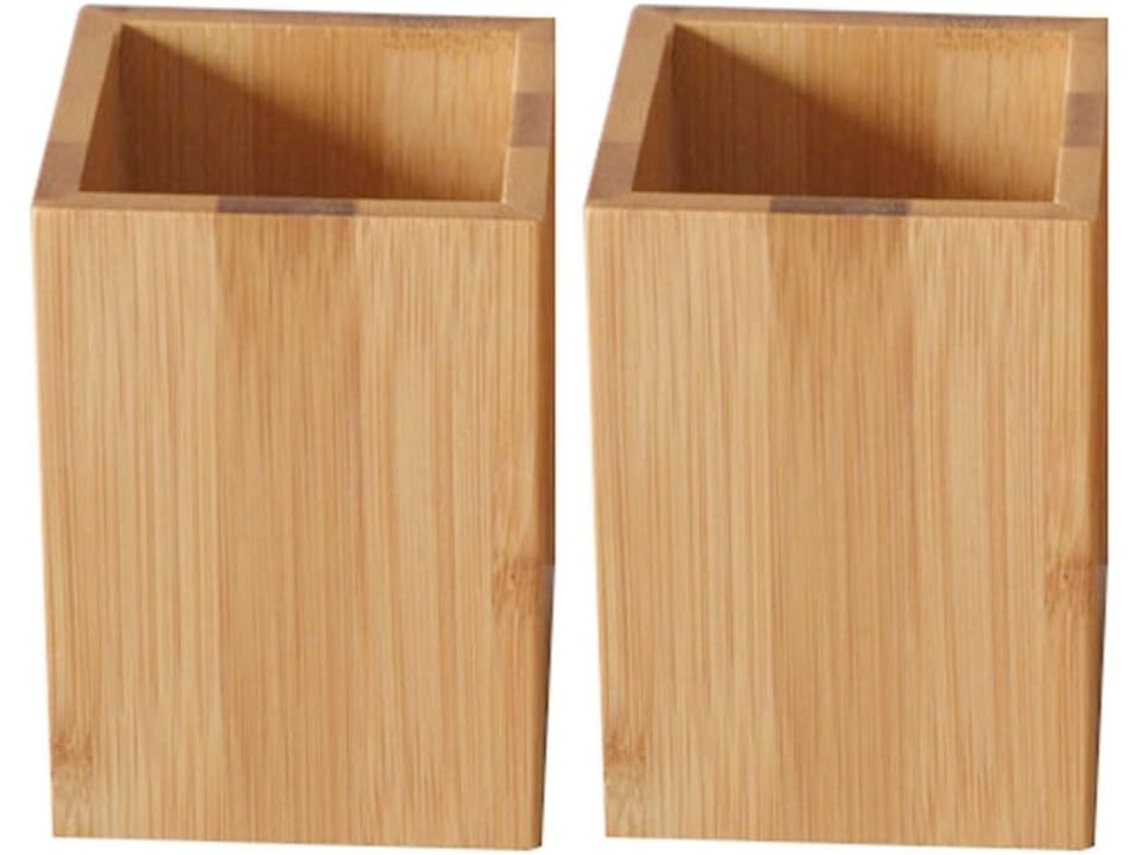 Porta-lápis De Mesa Multifuncional Em Madeira De Bambu Deger