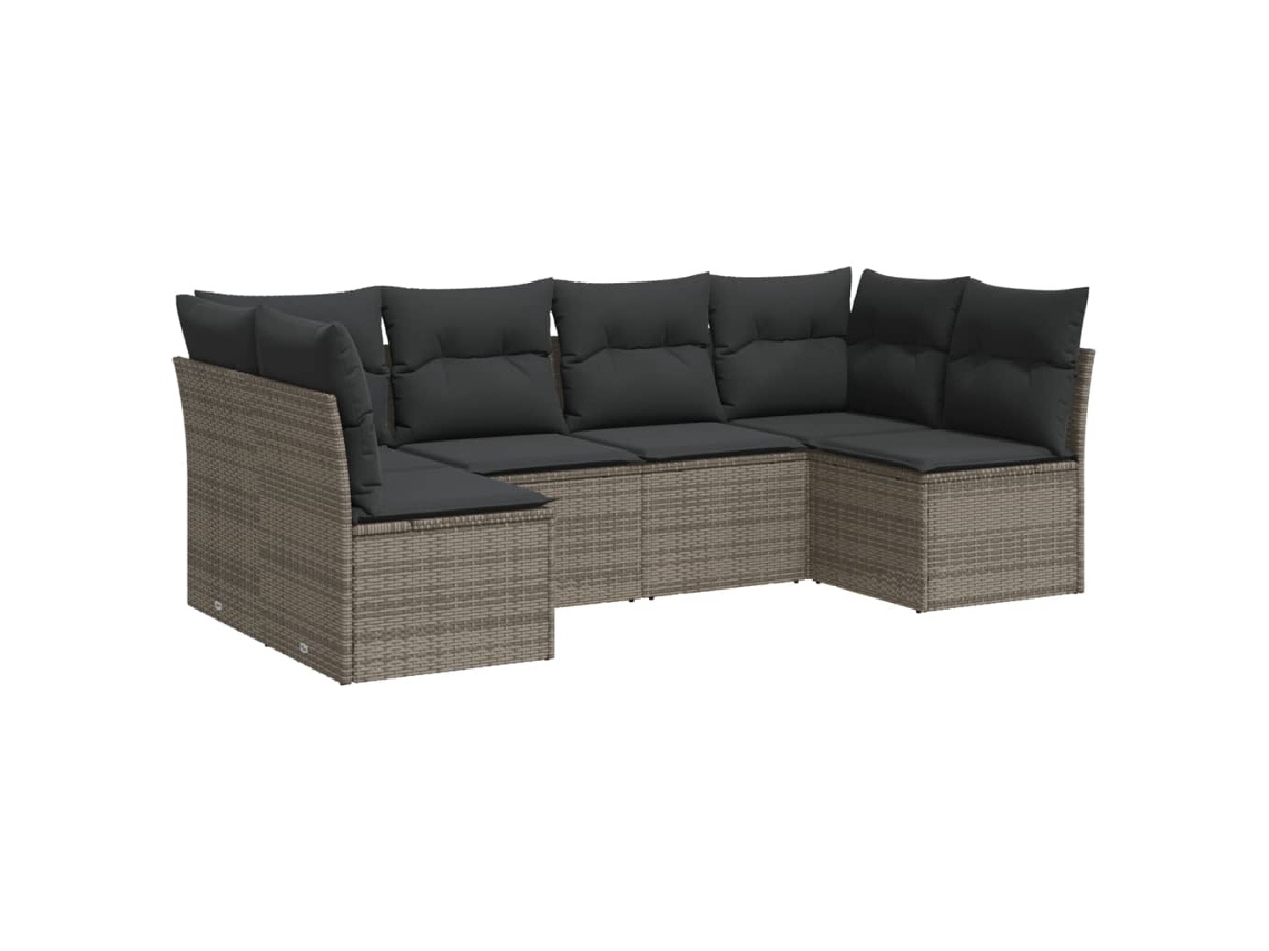 Conjunto de 6 Sofás de Jardim com Almofadões Vime Cinzento MAISON EXCLUSIVE (80x200 cm)