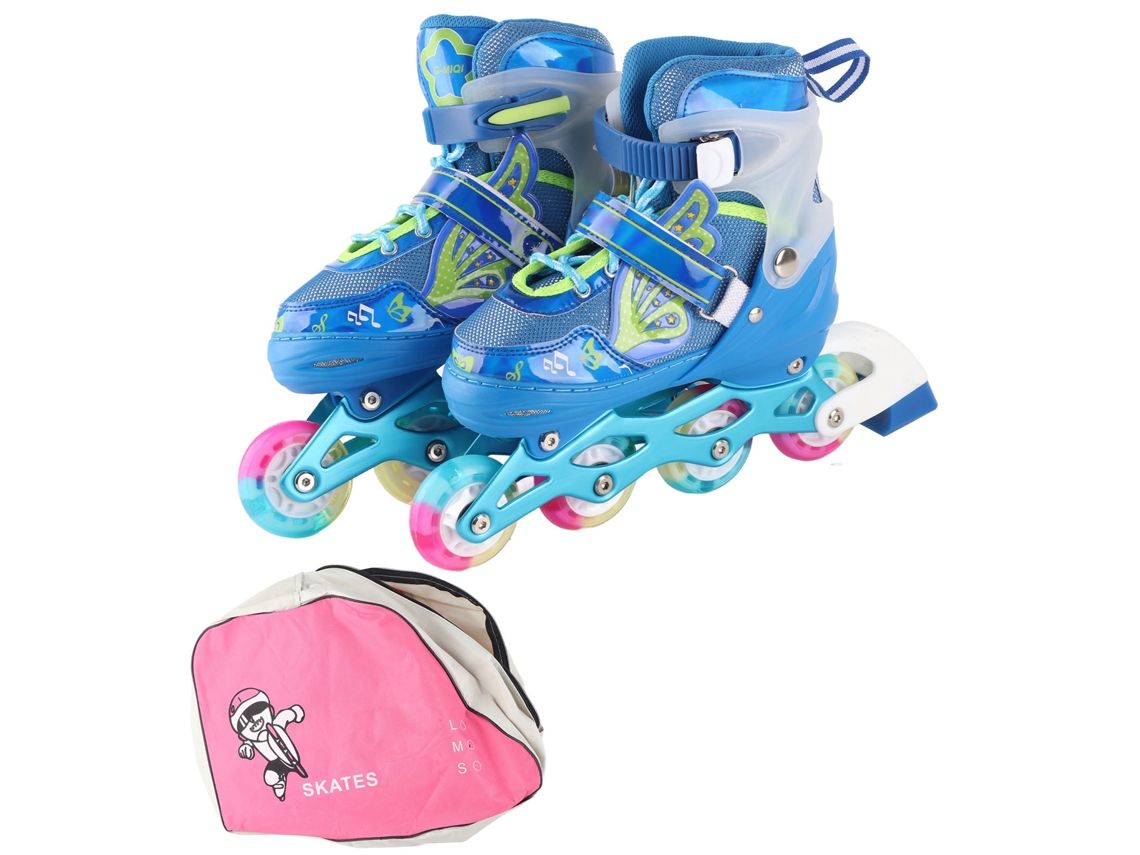 Yncm-patins Inline Ajustáveis Azuis Com Rodas Iluminadas Para Crianças