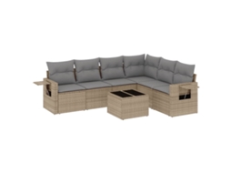 Conjunto de 7 Sofás para Jardim com Almofadões Vime Pe Bege MAISON EXCLUSIVE (7 pcs)