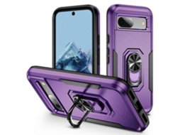 Capa Para Google Pixel 8a Com Suporte De Anel De Nível Militar, Pc Tpu, Capa Para Celular, Roxa E Preta
