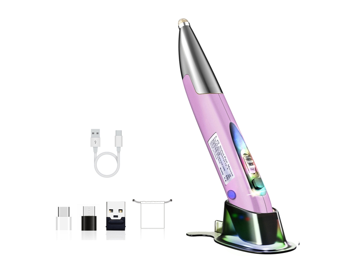 Rato De Caneta Óptico Recarregável 2.4ghz Sem Fio Para Mãos Esquerda E Direita Com Duas Teclas Direitas Roxo