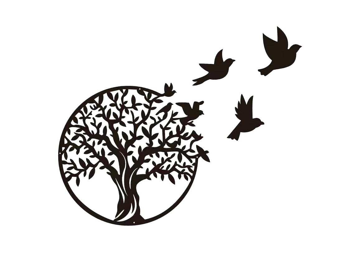 Árvore da Vida de Metal para Decoração Parede, Silhueta Artística, Árvore da Vida Preta para Decoração de Parede, Ideal para Presente BRILVIBERA