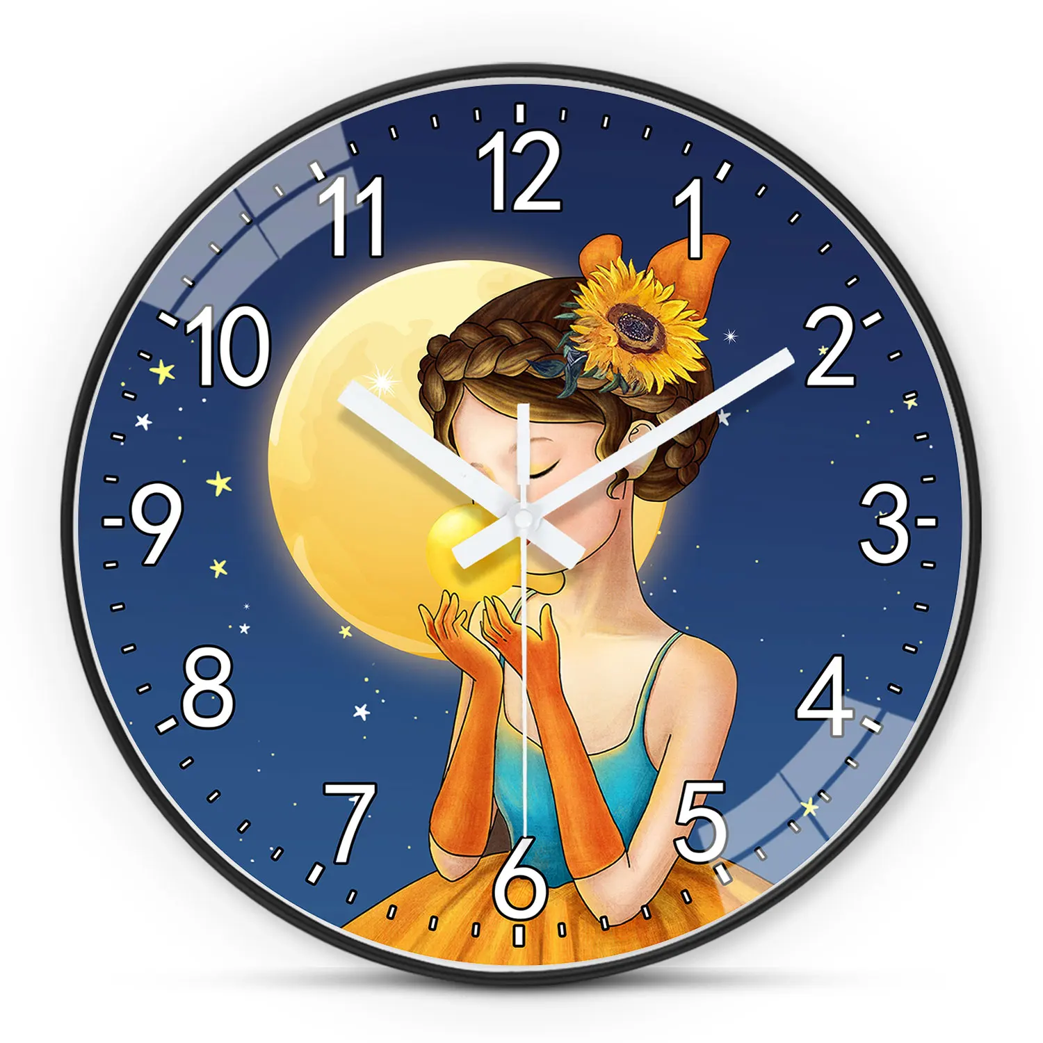 Relógio De Parede Feminino De Plástico Com Tema De Céu Noturno (30 Cm), Silencioso, Sem Tique-taque, Alimentado Por Pilhas Aa.