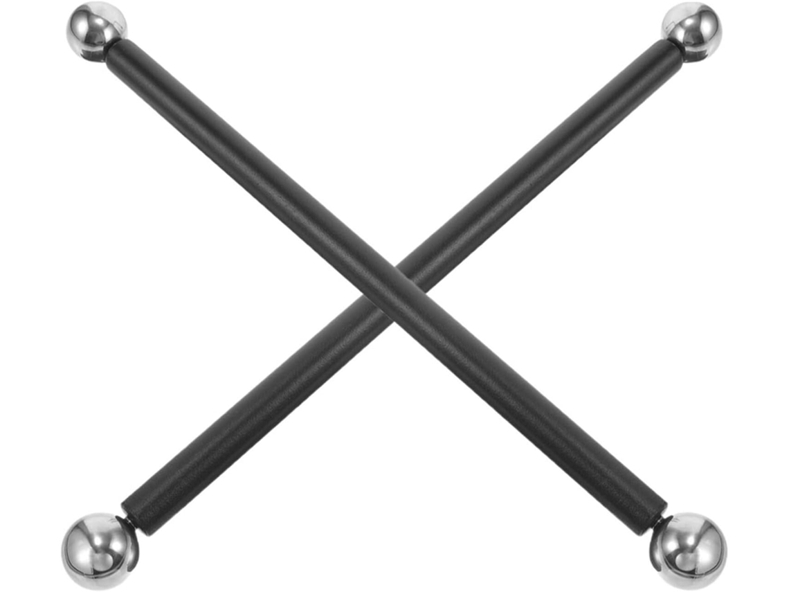 Conjunto De 2 Braços Cruzados De Metal Preto Para Luminárias De Chão Externas, 41 Cm, Com Esfera Prateada