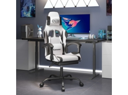 Vidaxl Cadeira Gaming Giratória C/ Apoio Pés Couro Artif. Branco/preto