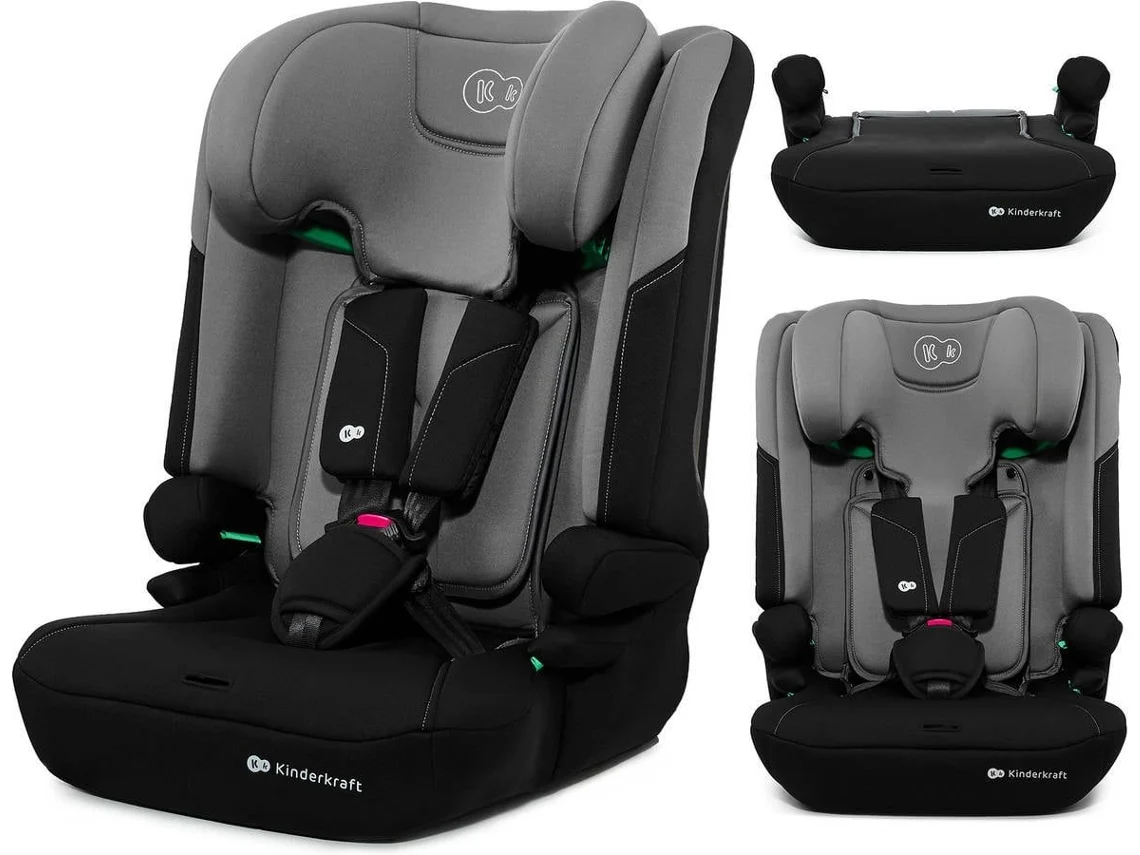 Cadeira Auto Kinderkraft I‑COMFY i‑Size 3‑em‑1 76–150 cm com sistema EASY GROW e inclinação ajustável Cinzento Escuro