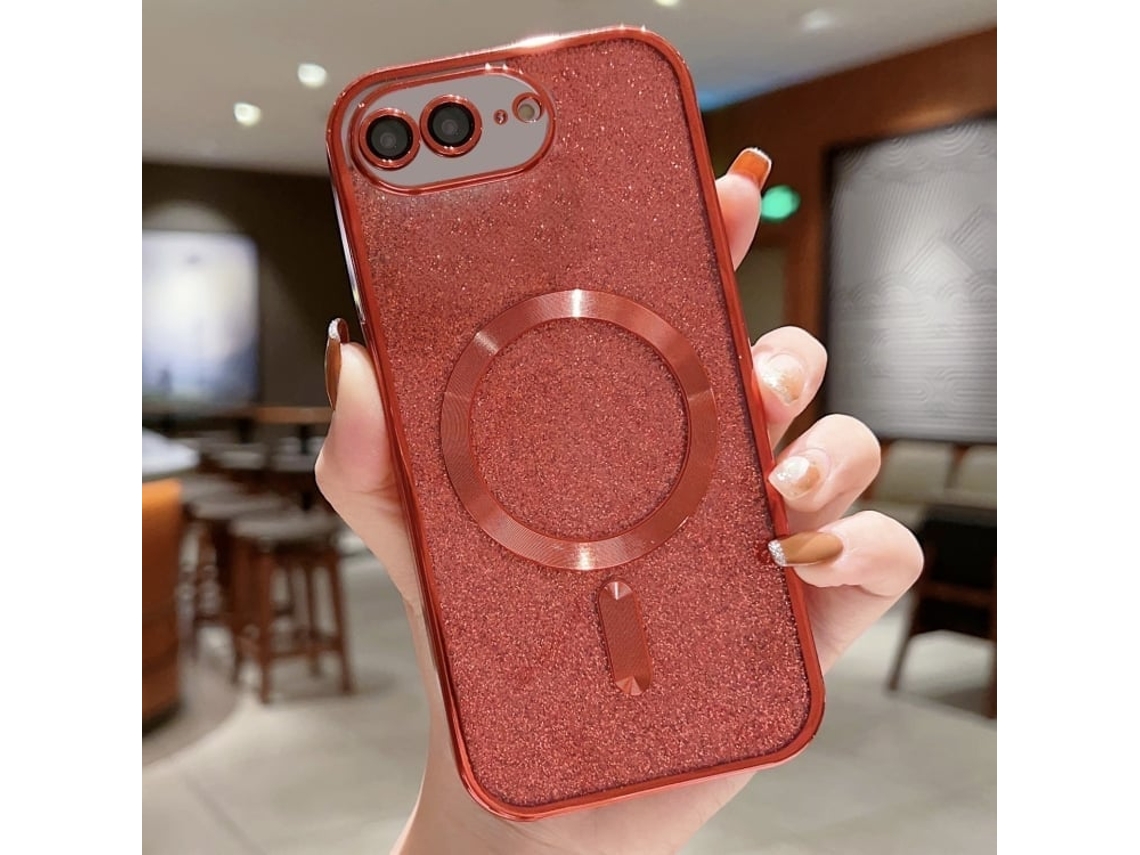 Capa De Tpu Para Iphone 7 Plus - Glitter - Acabamento Eletroplástico - Magsafe