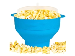 Tigela De Silicone Dobrável Azul Para Pipoca, Ideal Para Pipoca