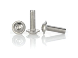 Parafusos de cabeça abaulada flangeada M5 x 10 mm, aço inoxidável 304, rosca completa, pacote com 100 peças.