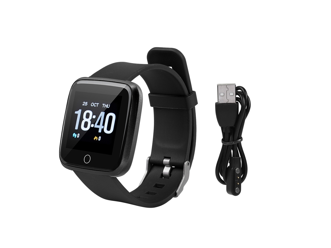 Pulseira Inteligente Y7 de Silicone Preta com Monitor de Frequência Cardíaca | EOOCOO