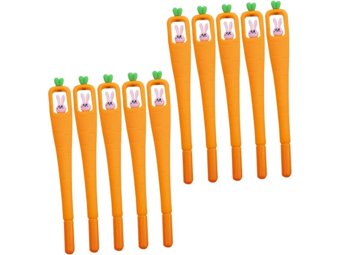 Conjunto De 10 Canetas Gel Em Formato Cenoura, Kawaii Desenho Animado