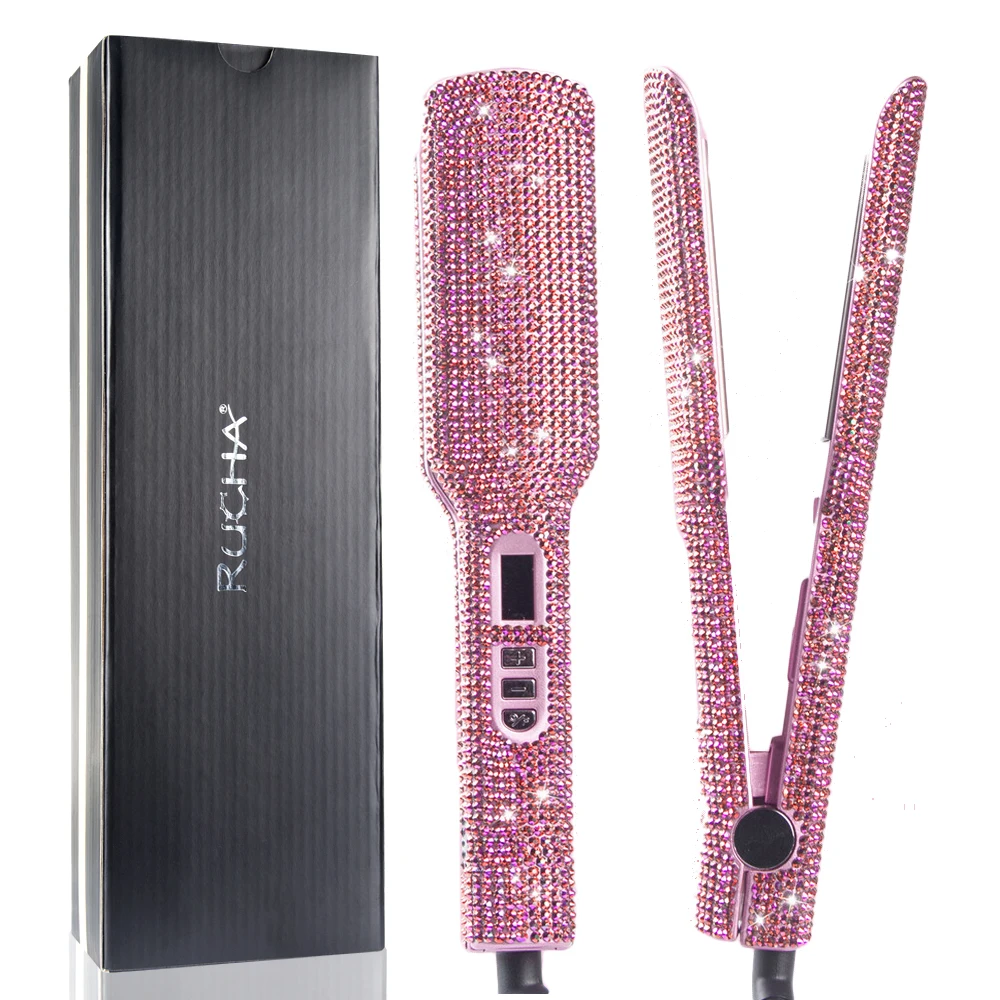 Prancha De Cabelo Com Cabo De Titânio Cravejado De Diamantes, Bivolt E Tela Lcd De 2 Polegadas.