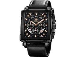 Lurelia Relógio Digital Masculino, Movimento De Quartzo, Cronógrafo, Data/calendário, 12/24h, Luminoso, Couro, Pele, Resistente À Água, Prata, Dourado