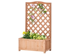 Floreira Com Treliça De Madeira Caixa De Plantio Com Suporte Para Trepadeiras Para Cultivos 70x28x117 Cm