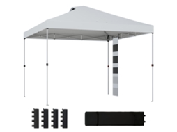 Gazebo pop-up com bolsos de armazenamento e sacos de areia em metal e Oxford 3x3 m branco | S/MARCA