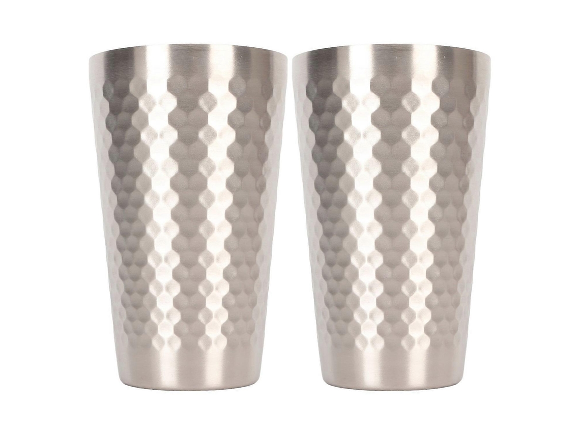 Conjunto de 2 Canecas de Cerveja em Aço Inoxidável, 450 Ml, Parede Dupla e Isolamento a Ar, Metal Martelado, Ideais para Café e Chá AQUAFORGE